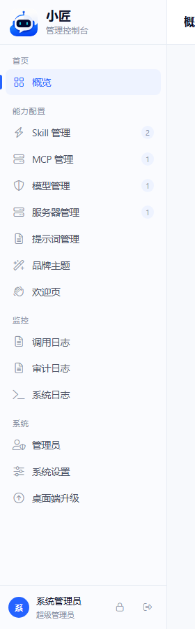 概览页能力配置区与近 24h 业务运行 KPI 卡