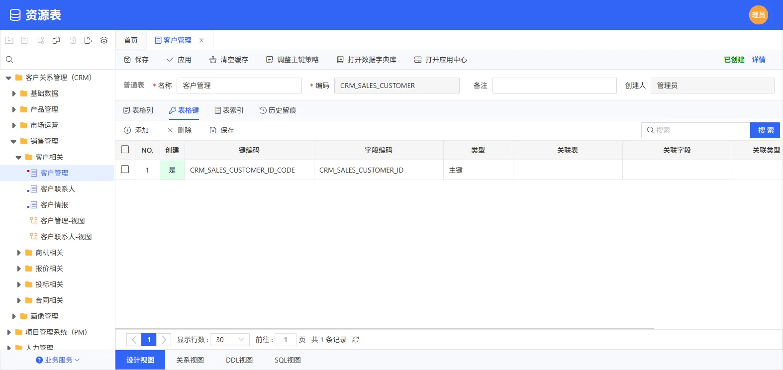 资源表 · 表格键页签