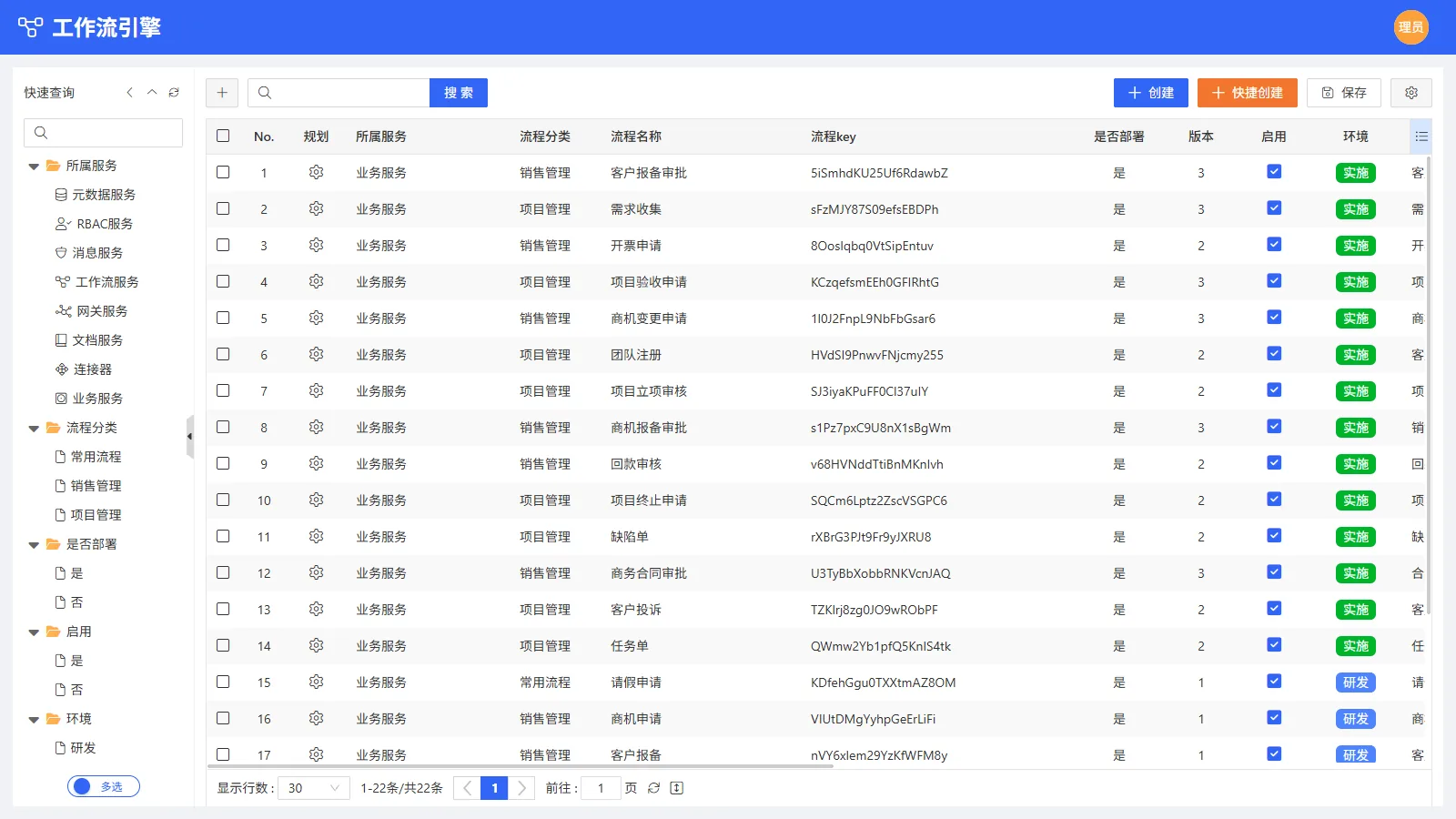流程引擎 · 流程列表